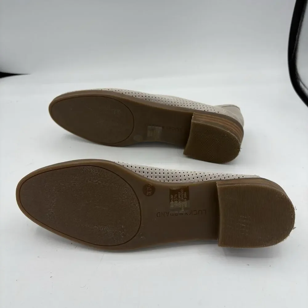 Lucky Brand Loafers Womens Size 7 Caylon Leather Slip‎ On Penny Beige Taupe